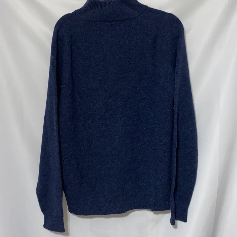 J. Crew‎ Factory Navy  Size XL 100% LAMBSWOOL 3/4 Button Sweater with Button